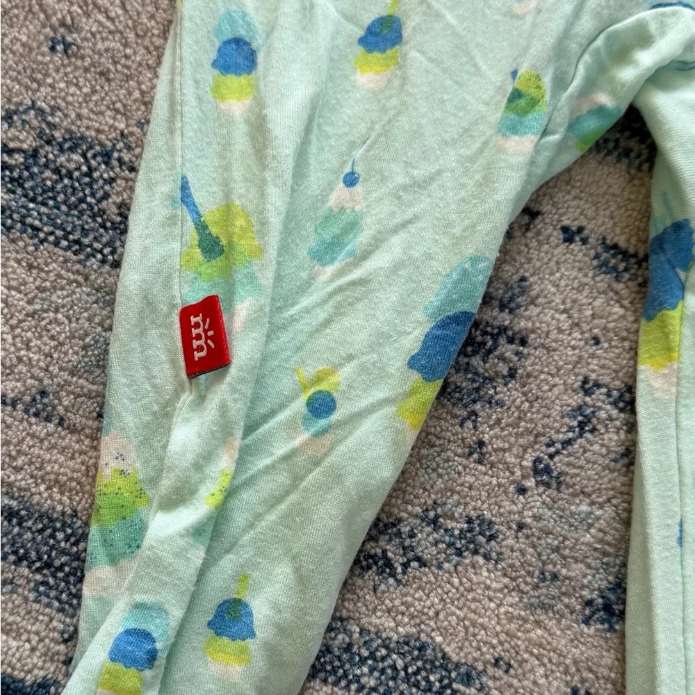 Magnetic Me Light Green Footed Pajamas with Blue and Lime Dot Print